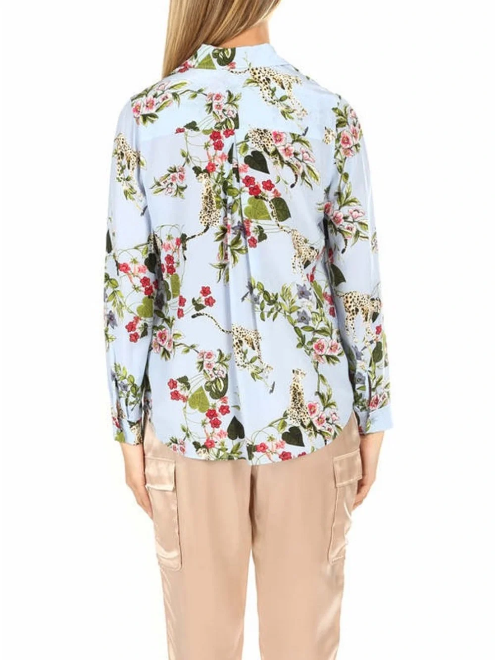 L'Agence Nina Long Sleeve Blouse in Sky Blue Jungle